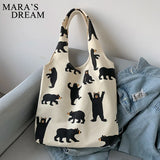 Mara's Dream Korea Ulzzang Big bear pattern Female Shopping Canvas Tote