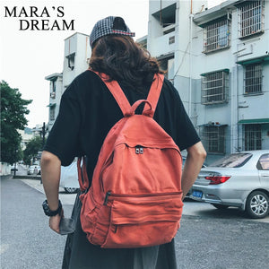 Mara's Dream Canvas Women Backpack Large Capacity Solid Back Bag