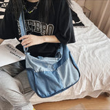 Mara's Dream Denim Top-Handle Tote Bag Women Casual Soft Shoulder Bag