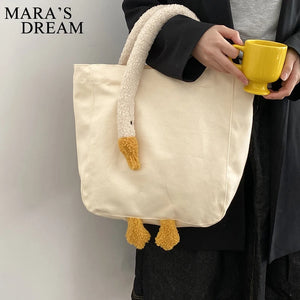 Mara's Dream Women Shoulder Bags Plush Big Goose Tote Wrist Bags Soft Handbag...