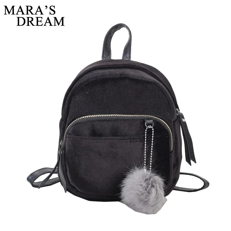 Mara's Dream Women Velvet Backpack Schoolbag Travel Shoulder Bag Mini Backpack