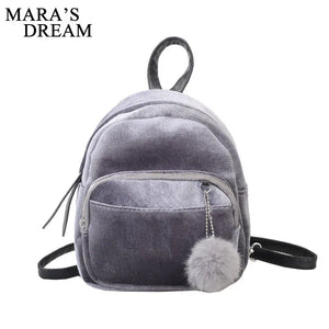 Mara's Dream Women Velvet Backpack Schoolbag Travel Shoulder Bag Mini Backpack