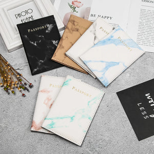 Marble Pattern Passport Cover PU Leather Unisex Women Travel Passport Holder