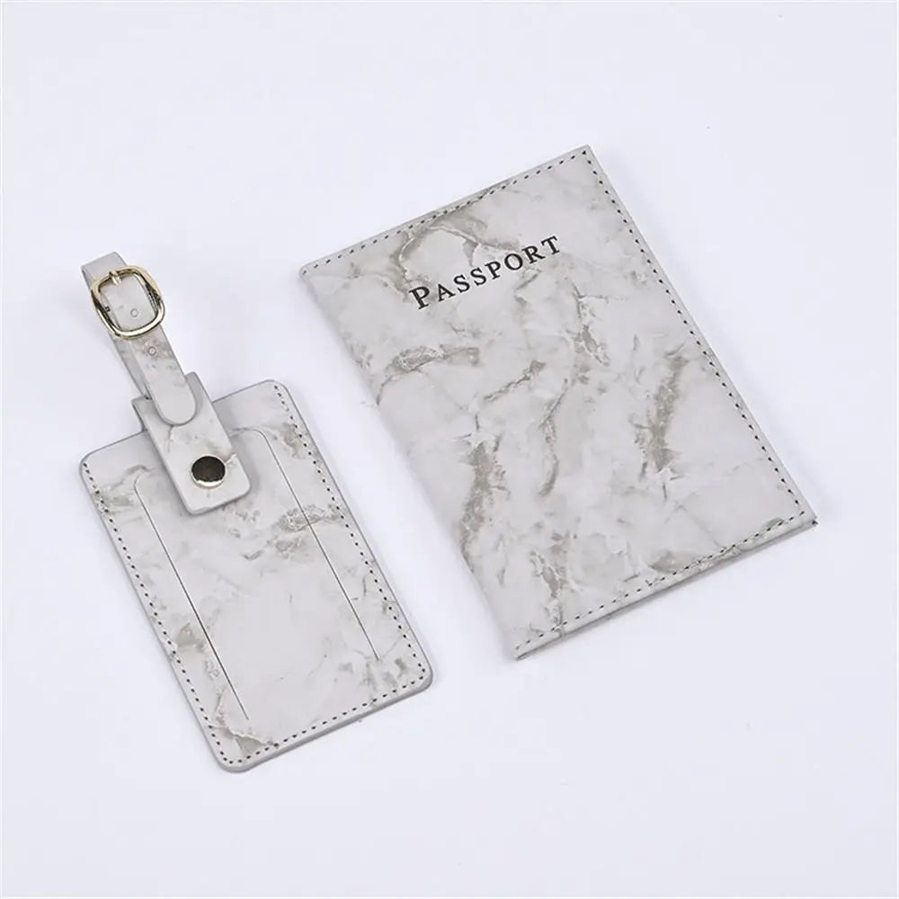 Personalized Marble Passport Cover & Luggage Tag Set for Couples