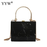 Marbling PVC Box Evening Bag Women Clutch Party Dress Purse