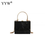 Marbling PVC Box Evening Bag Women Clutch Party Dress Purse