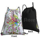 Marie Antoinette Boudoir Backpack Drawstring Bag Feathers Floral French