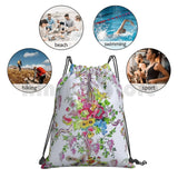 Marie Antoinette Boudoir Backpack Drawstring Bag Feathers Floral French