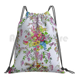 Marie Antoinette Boudoir Backpack Drawstring Bag Feathers Floral French