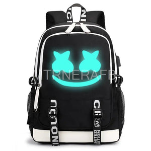 Marshmello Hot Game Backpack USB schoolbag Anime Cartoon Student Bag