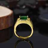 18k Filled Emerald Gemstone Open Ring for Men