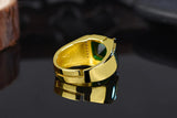 18k Filled Emerald Gemstone Open Ring for Men