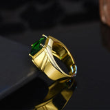18k Filled Emerald Gemstone Open Ring for Men