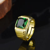 18k Filled Emerald Gemstone Open Ring for Men