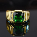 18k Filled Emerald Gemstone Open Ring for Men