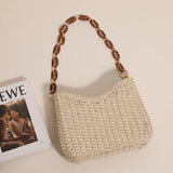 Matcha Green Purple Underarm Bags Women Woven Totes Handbags