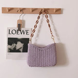 Matcha Green Purple Underarm Bags Women Woven Totes Handbags