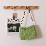 Matcha Green Purple Underarm Bags Women Woven Totes Handbags