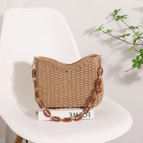 Matcha Green Purple Underarm Bags Women Woven Totes Handbags