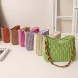 Matcha Green Purple Underarm Bags Women Woven Totes Handbags
