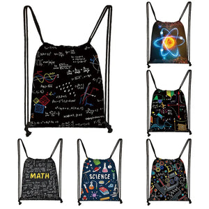 Math Physics Formula Print Drawstring Bag Women Softback Backpack