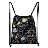 Math Physics Formula Print Drawstring Bag Women Softback Backpack