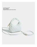 Maxdutti Pleated Texture Handbag Solid Casual Messenger Bag