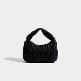 Maxdutti Pleated Texture Handbag Solid Casual Messenger Bag