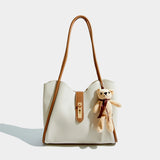 Maxdutti England Style Bag Contrast Bears PU Leather Large Capacity Shoulder Bag