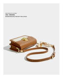 Maxdutti Crown Buckle Leather Messenger Bag Women