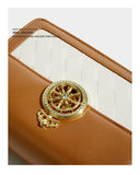 Maxdutti Crown Buckle Leather Messenger Bag Women