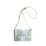 Maxdutti Leather Square Bag Women Ins Blogger Retro Weave Tie-dyed
