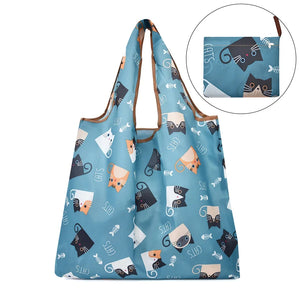 Large Foldable Shopping Bag Pockets Reusable Tote Eco-Bags