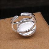 S925 Sterling Silver Semi-Circular Ball Open Ring