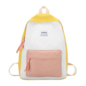 Adult Colorblock Canvas Backpack Large Zipper Electrician Backpack
