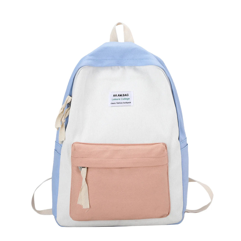 Adult Colorblock Canvas Backpack Large Zipper Electrician Backpack