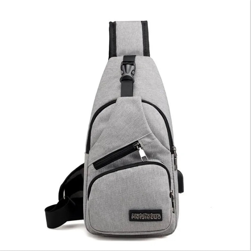 Men Anti Theft Chest Bag Shoulder Bags USB Charging Crossbody Bag