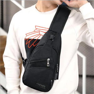 Men Anti Theft Chest Bag Shoulder Bags USB Charging Crossbody Bag