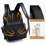 Men Backpack Large Capacity Campus Book Bag Leather Laptop Business