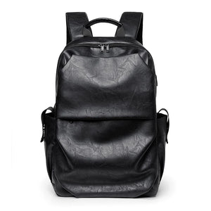 Men Backpack Large Capacity Campus Book Bag Leather Laptop Business