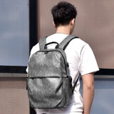 Men Backpack Large Capacity Campus Book Bag Leather Laptop Business