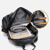 Men Backpack Large Capacity Campus Book Bag Leather Laptop Business