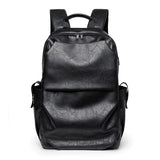 Men Backpack Large Capacity Campus Book Bag Leather Laptop Business
