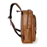 Men Leather Laptop Backpack Casual Schoolbag Teenagers Boys Bagpack