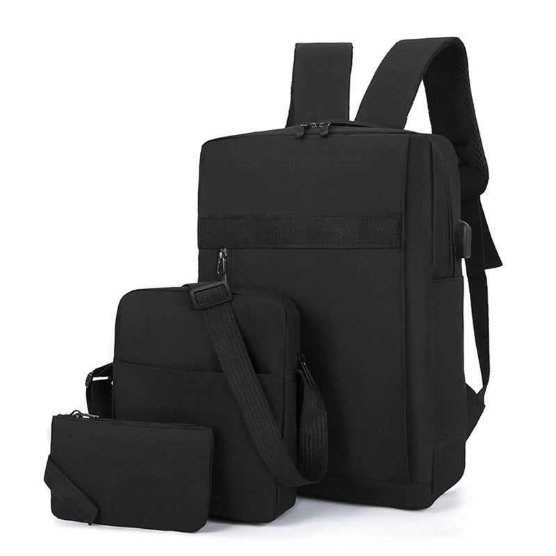 Men Backpack Three Piece Solid Outdoor Bag Computer Business Bag