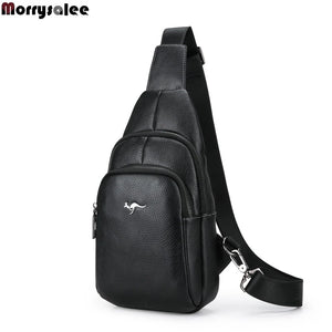 Men Leather Chest Bag Crossbody Messenger Pack Waterproof
