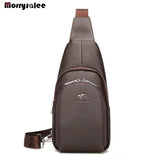Men Leather Chest Bag Crossbody Messenger Pack Waterproof