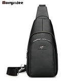 Men Leather Chest Bag Crossbody Messenger Pack Waterproof