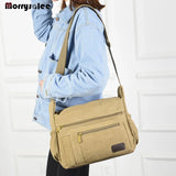 Canvas Shoulder Handbag for Men and Women, Large Single Compartment