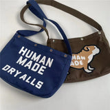 Human Puppy Print Canvas Messenger Bag